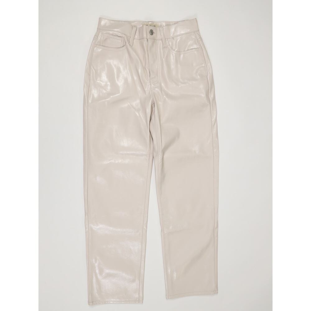 Quiet Luxury Faux Leather Coated Straight Jeans Madewell Perfect Vintage 26 NWT - Picture 4 of 16